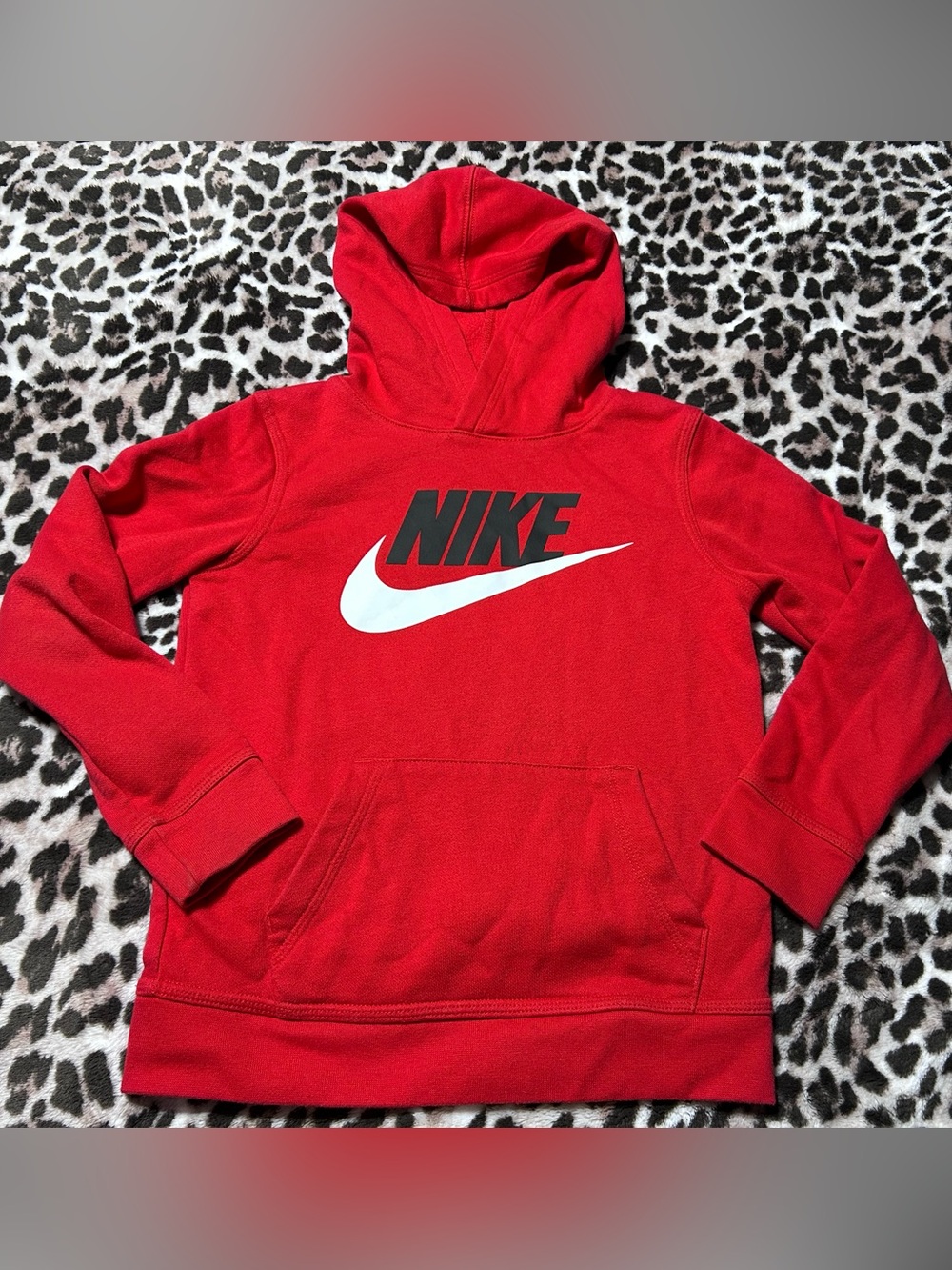 Nike Kids Red Sweatshirt Hoodie - Black Logo